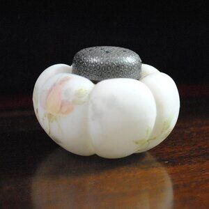 Antique Mt. Washington Melon Single Shaker with Painted Rose Pattern 1890s